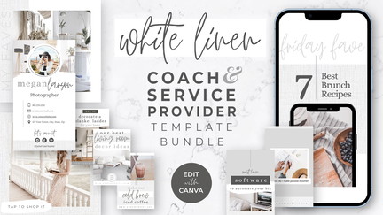 White Linen Canva Coaching & Service Provider Template Bundle