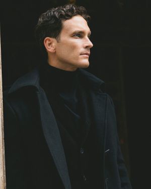 Black Overcoat with Blazer and Turtleneck