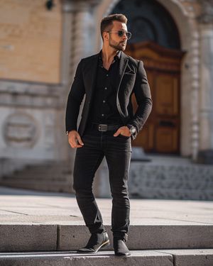 Black Suit Jacket with Black Jeans