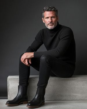 Black Turtleneck with Black Jeans and Chelsea Boots