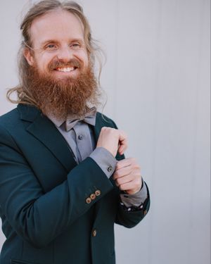 Forest Green Suit with Grey Shirt and Bow Tie