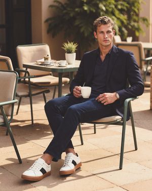 Navy Blazer with Polo Shirt and Dark Jeans
