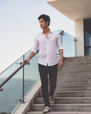 White Casual Shirt with Black Trousers