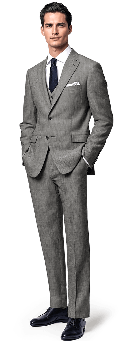 Loro Piana taupe gray overcheck stretch Pure wool 3 piece Suit