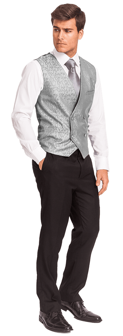 Silver floral jacquard wedding Waistcoat
