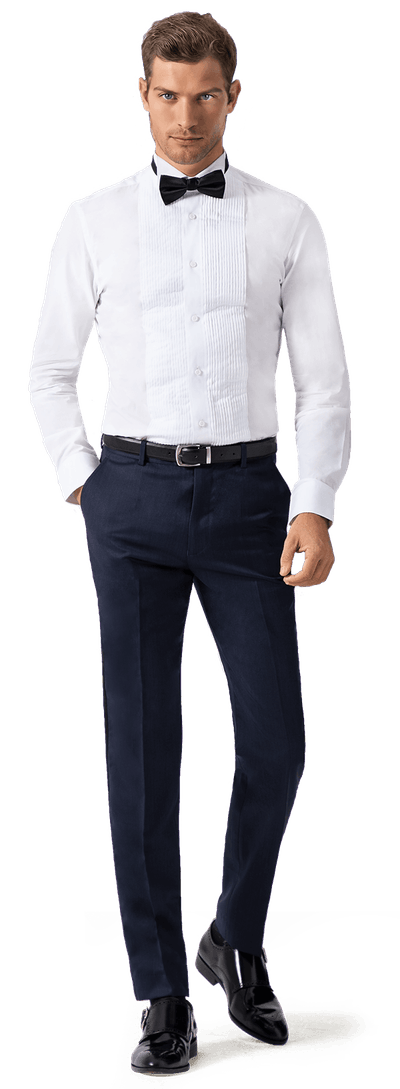 White Pleated Tuxedo Shirt