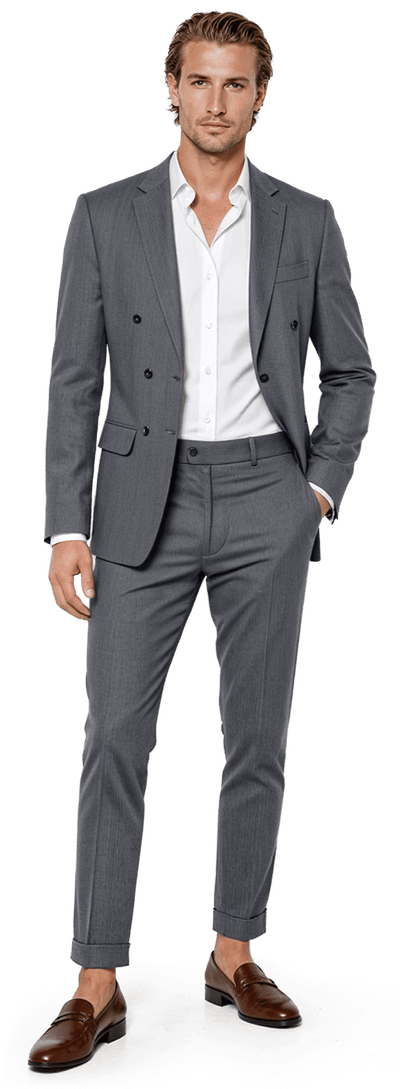 Loro Piana slate pinstripe stretch super 120s Pure wool double-breasted Suit