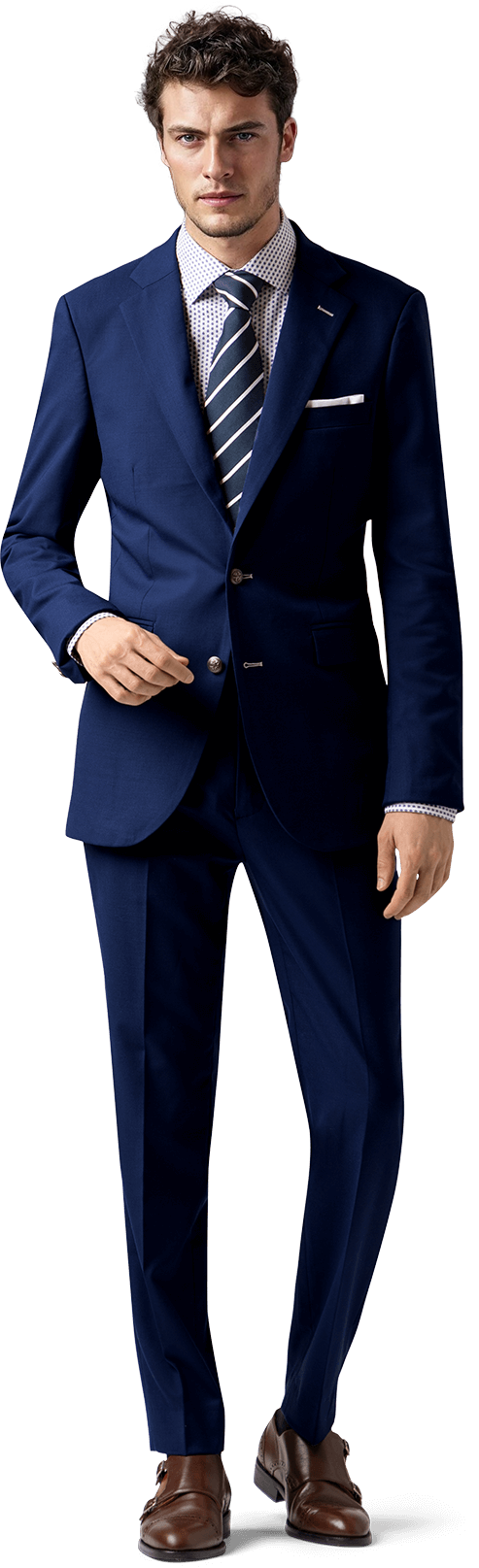 blue tailored suit for men