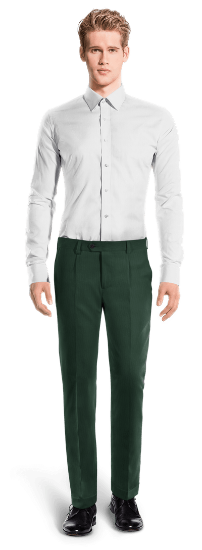 Green pleat cuffed regular fit Trousers