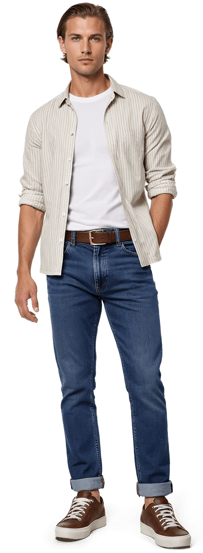 Light gray banker stripes poplin Shirt