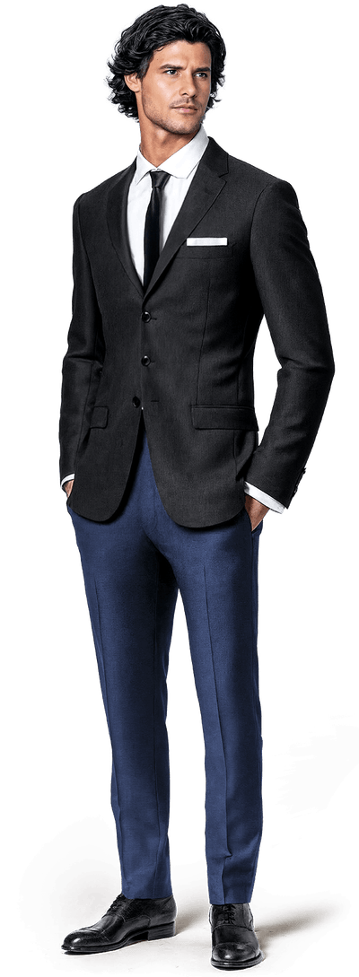 Black wrinkle-free stretch super 120s Merino Wool Suit Jacket