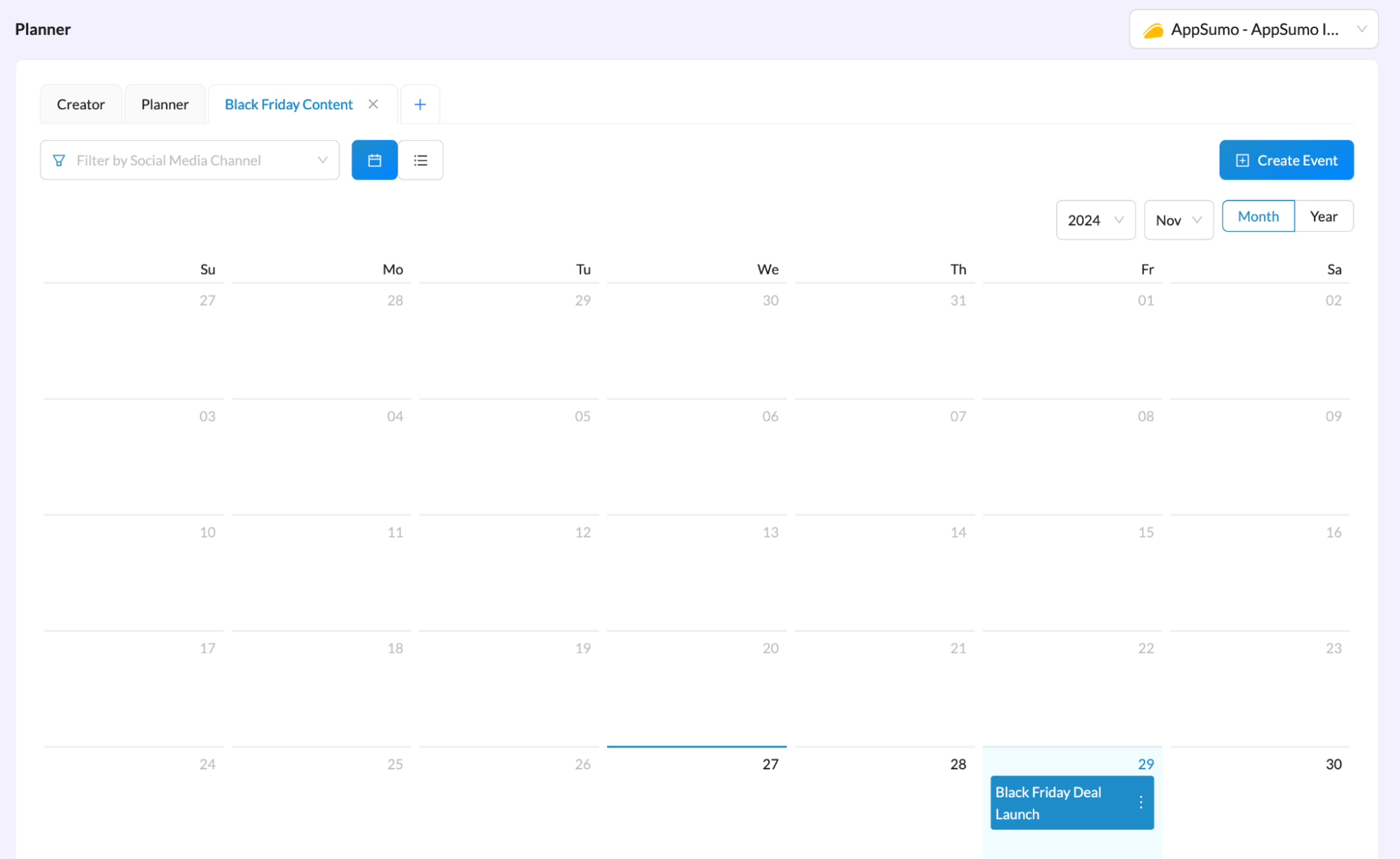 Content schedule