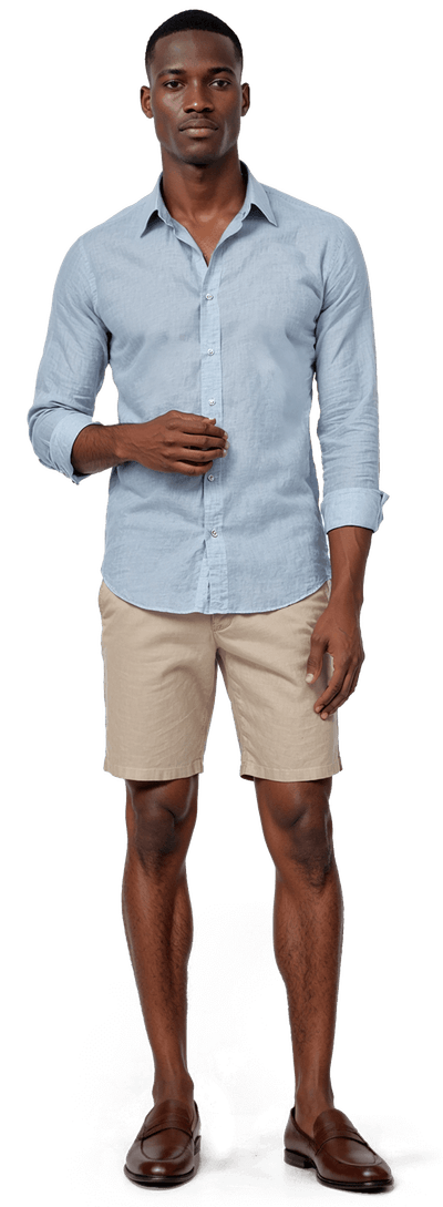 Light blue linen custom stretch Shirt