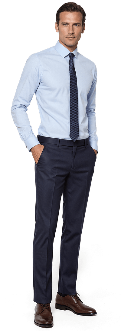 Easy-iron stain-resistant sky blue twill stretch Shirt